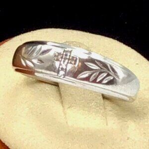 Men’s Sterling Silver Ring Diamonds Size 10.25